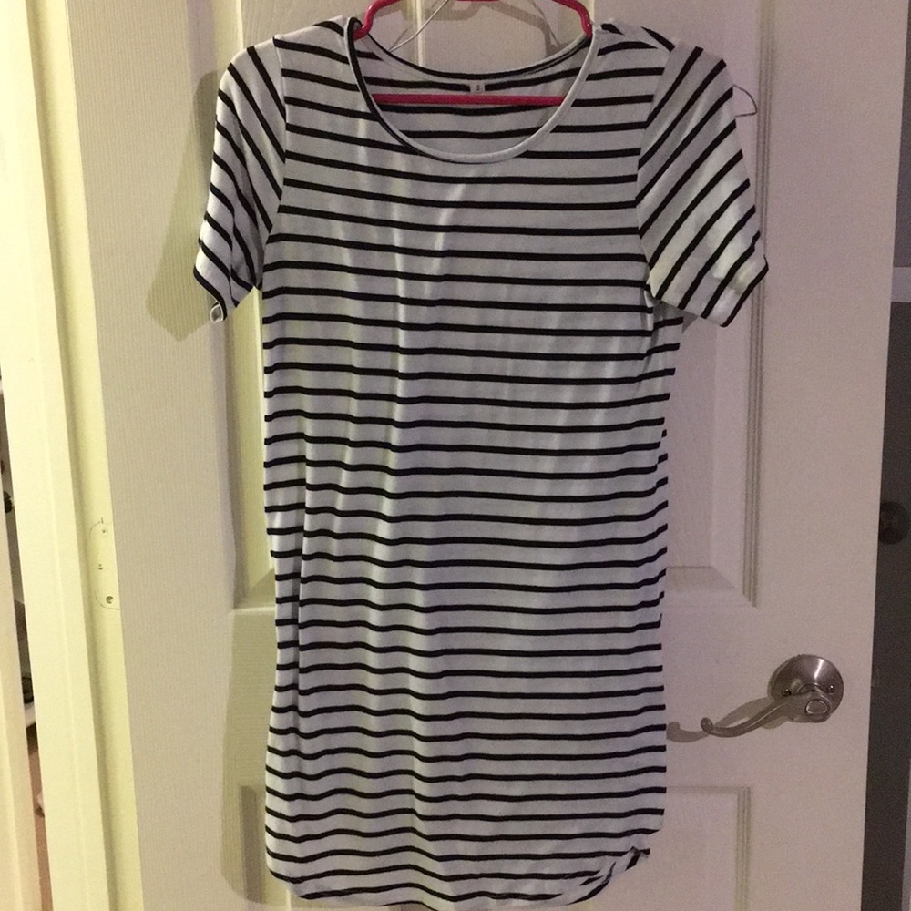 Black and white striped dress